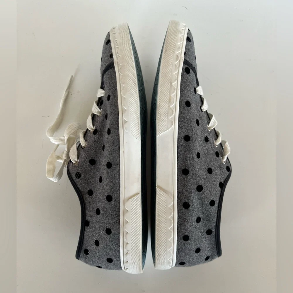 Kate Spade Vale Velvet Polka Dot Sneakers in Grey/Black, size 11.5